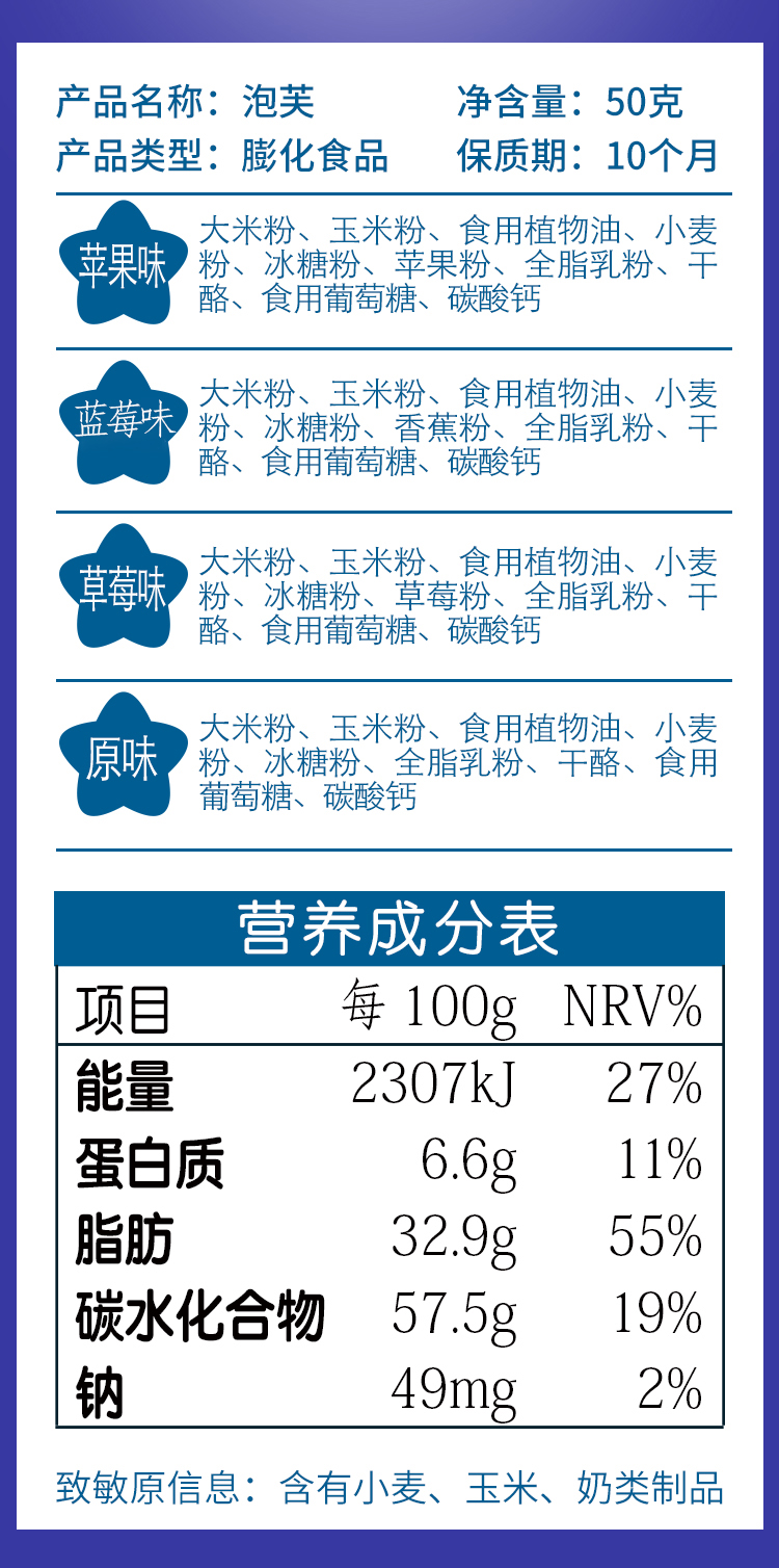 心迪妈妈泡芙罐星星泡芙圈宝宝零食儿童手指泡芙条入口即化-图2