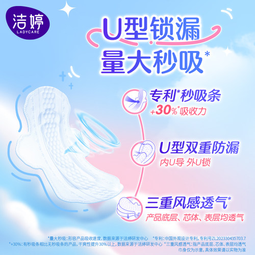 【99元2件】洁婷卫生巾透气双U棉柔日夜用防侧漏姨妈巾旗舰店正品 - 图0