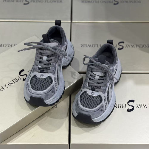 诗路花语加绒老爹鞋女冬季新款真皮厚底显脚小复古百搭系带运动鞋 - 图0