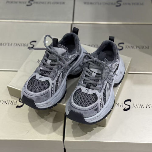 诗路花语加绒老爹鞋女冬季新款真皮厚底显脚小复古百搭系带运动鞋 - 图2