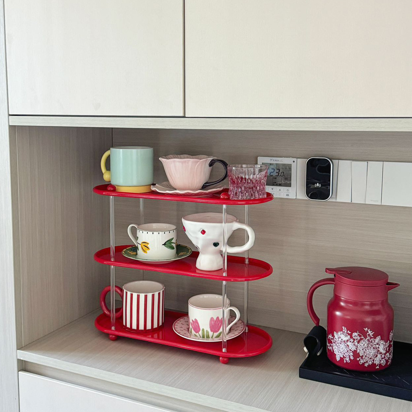 复古法式家用杯子收纳置物架高级感玄关餐边柜桌面上化妆品展示架,淘宝优惠券,粉丝福利购,淘宝优惠卷