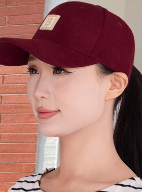 秋季百搭灯芯绒字母棒球帽女