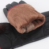 Демисезонные модные удерживающие тепло перчатки, из натуральной кожи