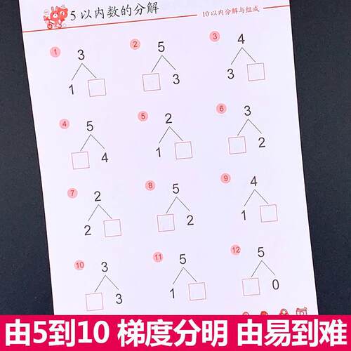 10以内加减法天天练分解与组成十以内加减法练习册口算题卡口算心算幼小衔接一日一练混合幼儿园中班大班儿童算数练习学前口算题 - 图1