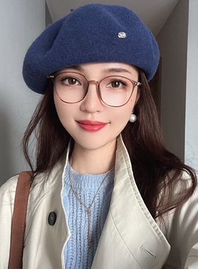 立体好戴小标羊毛贝雷帽显脸小