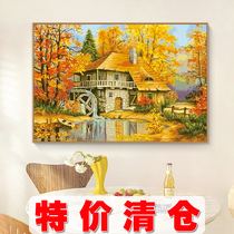 Golden Autumn Cottage Cross Stitch 2023 New Embroidered Living Room Restaurant Xuanguan Cartoon Scenic Painting Simple Handown Embroidery