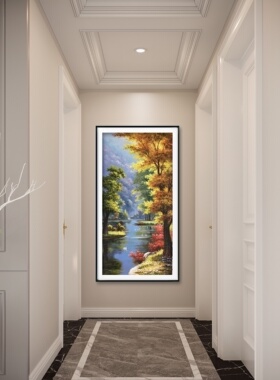 玄关风景画装饰画进门竖版走廊过道客厅壁画油画天津鼓楼艺术馆