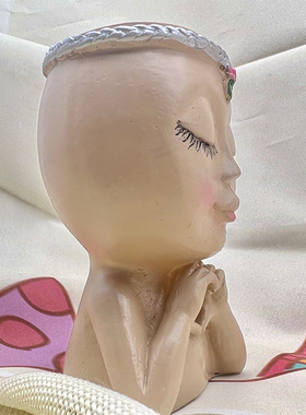 家居比心女孩收纳小摆件多肉花盆笔筒现货