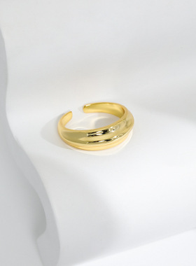 149纯银S925韩版冷淡风戒指不规则凸面立体小众设计学生开口指环