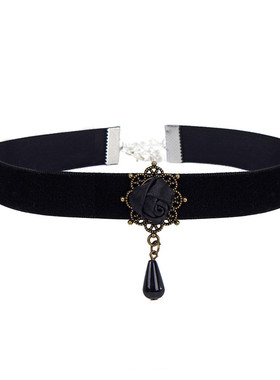Choker 欧美哥特复古宫廷项圈女 丝绒带蝴蝶美人头项链颈链锁骨