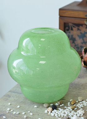 现代极简仿瓷玻璃花瓶家居客厅卧室摆件干花桌摆花器轻奢装饰供应