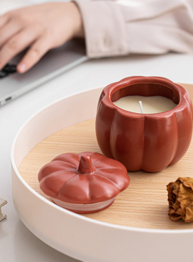 欧式陶瓷摆件南瓜烛杯蜡烛罐烛台家居装饰摆件礼品美式南瓜碗器皿