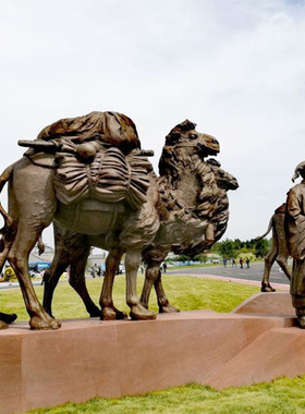 铸铜沙漠之舟骆驼雕塑丝绸之路