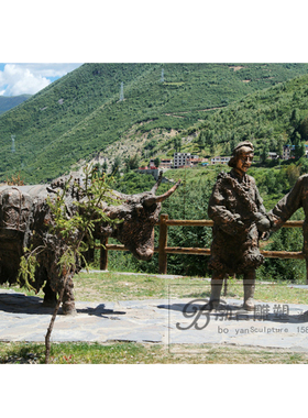 人物玻璃钢仿铜渤言雕塑铜古代