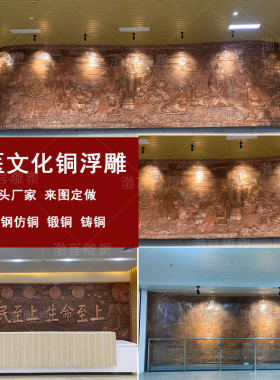 浮雕中医文化装饰画仿古铜观赏