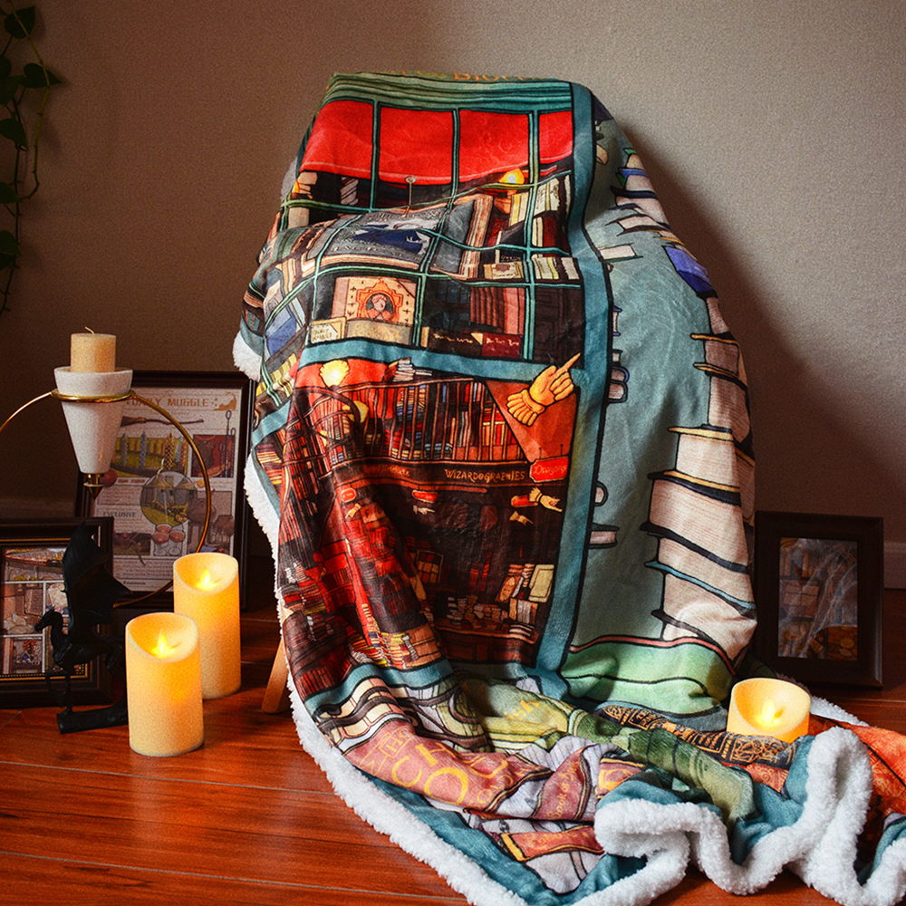 魔法插画毛毯双层羊羔绒午休毯沙发毯法兰绒空调毯挂毯小被子地垫