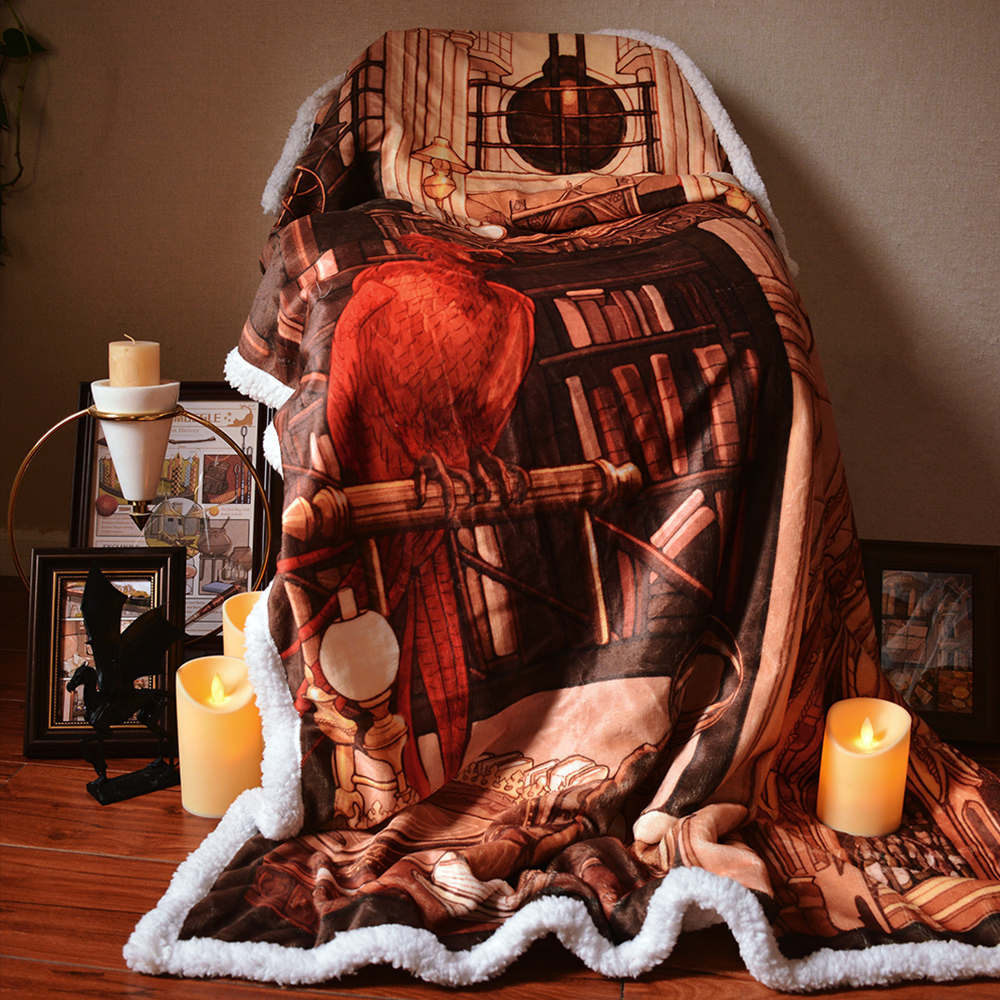 魔法插画毛毯双层羊羔绒午休毯沙发毯法兰绒空调毯挂毯小被子地垫