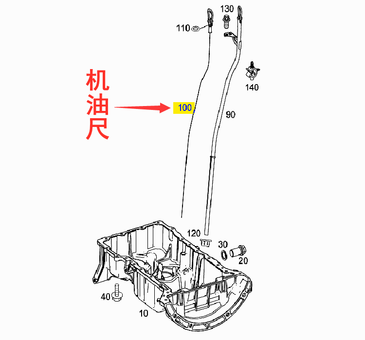 适用奔驰W156 级 GLA180 GLA200 GLA220 GLA250 M270油标尺机油尺 - 图0