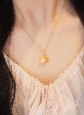 S925纯银平安果珐琅项链送女友