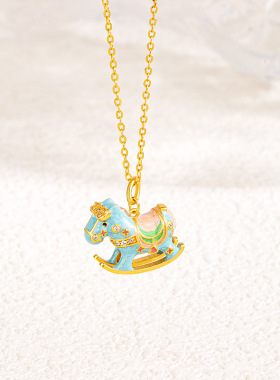 s925纯银欢乐小木马项链