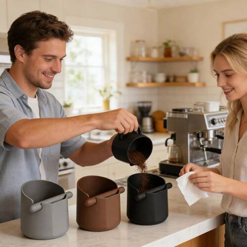 Coffee grounds tapping box with Removable Rod Non-slip - 图0