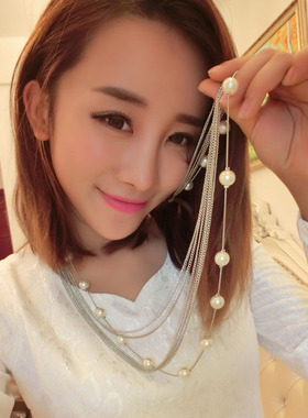 韩国饰品简约长款项链多层挂件