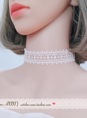 女choker软妹风黑白色蕾丝项链