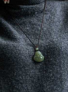 佛吊坠佛公弥勒佛挂坠手工编织项链女本命年护身符挂件笑脸佛礼物