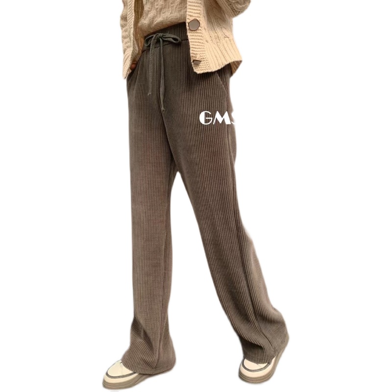 Gms歌玛索1313正品早春新款粗条纹阔腿裤女高腰宽松垂感拖地长裤 衣阁专柜正品女装 淘优券