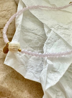 淡水珍珠钛钢颈链女性水晶锁骨链