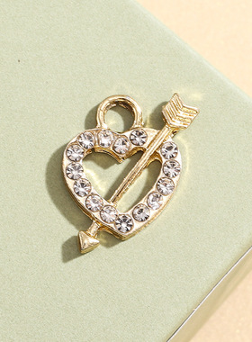 镶钻一箭穿心挂件爱心吊坠合金配件diy配饰项链手链服饰包包饰品