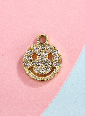 笑脸配饰挂件小巧花朵吊坠合金镶钻饰品配件diy手链项链服饰材料