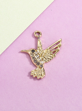 蜂鸟配饰挂件可爱首饰小鸟吊坠简约镶钻合金饰品配件diy手链项链
