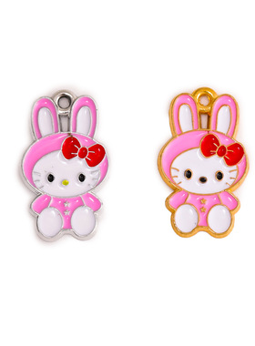 蝴蝶结兔子挂件配饰小吊坠合金卡通滴油饰品配件DIY手链项链服饰