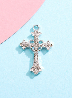 欧美新品十字架吊坠时尚个性镶钻配饰小挂件合金配件diy饰品材料