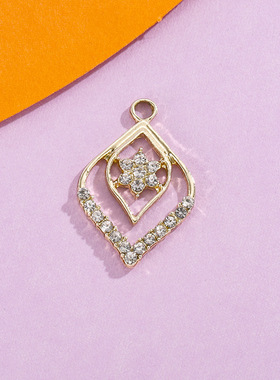 双爱心挂件配饰小吊坠简约镶钻精美设计合金饰品配件diy手链服饰