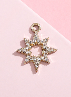 六芒星挂件配饰带钻吊坠合金饰品配件DIY耳环手链服饰包包钥匙扣