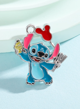 史迪仔挂件配饰小吊坠卡通滴油合金饰品配件diy手链项链服饰包包