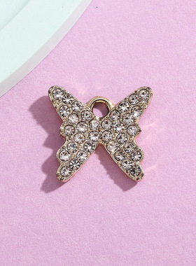 蝴蝶挂件配饰小吊坠合金镶钻饰品配件diy项链手链包包钥匙扣材料