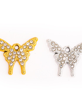 蝴蝶挂件小吊坠配饰镶钻合金饰品配件diy服饰项链手链包包钥匙扣