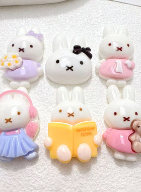 卡通萌萌小兔diy树脂配件奶油胶发夹手机壳水杯鞋扣钥匙扣吊坠配