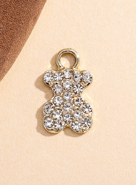 镶钻小熊挂件吊坠电镀合金配件diy配饰耳坠手链服饰包包饰品材料