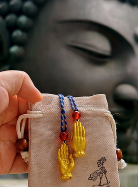 【古法无畏佛掌印】项链转云招才编织蓝绳国风毛衣链配饰送礼5012