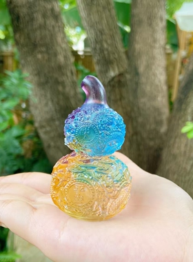 【幻彩福芦】琉小璃透光幻彩如意葫芦摆件 精致桌面摆件 7177