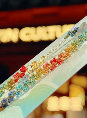 杭州灵隐景区马年新款情侣爱心绳手串锦鲤手工编织五彩绳手链礼物