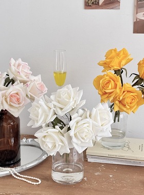 高品质手感保湿玫瑰把束手札仿真花假花摄影道具手捧插花家居摆件