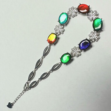 定制款｜斑彩石水晶面椭圆手链｜定金