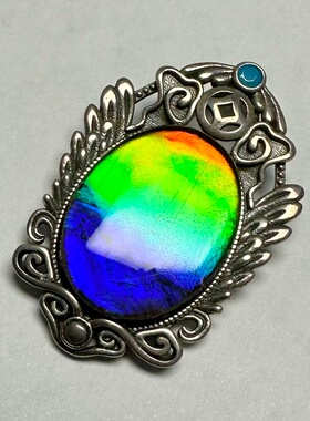 20*15mm水晶面七彩椭圆斑彩石吊坠