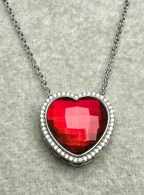 15mm水晶切割面红色斑彩石爱心魔盒托吊坠