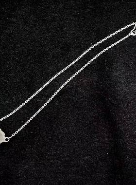 爱心蓝托帕锁骨链一体链 尼泊尔手工925纯银 异域复古女士饰品